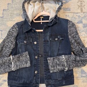 Free People Denim and Gray Jean Jacket distressed style